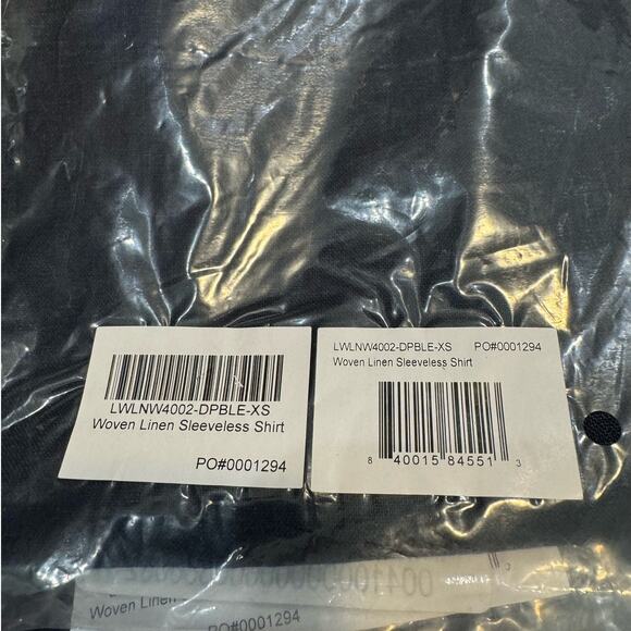 LUNYA NWT $138 Woven Linen Sleeveless Shirt - Navy Blue - Picture 10 of 15